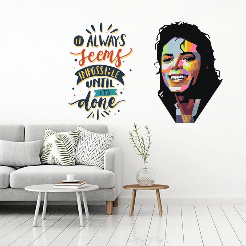 Sky Flying Michael Jackson Always Seems Quotes Office - Inspirational - Motivational - Quotes - Wall Sticker for Kids Room, Living Room, School, Library (Size - 60CM X 92CM) - Image 1