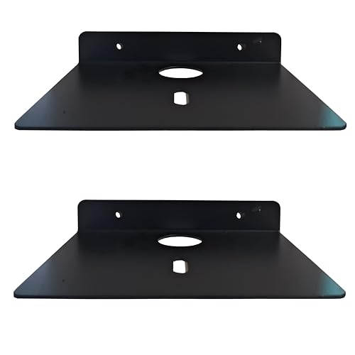 myl Metal Wall Mounted Floating Shelf with Cable Access Hole Flat Wall (2, Black) - Image 1