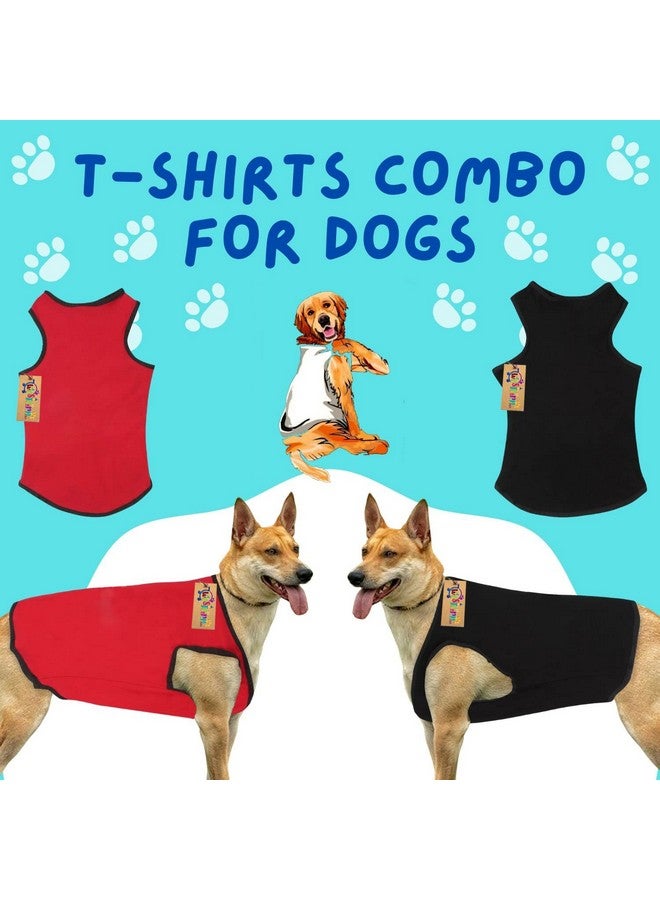 Western Era Soft Cotton Dog T-Shirt (Pack Of 2) | Comfortable & Breathable Dog Clothing | Sleeveless Vest Puppy Outfit | Pet Tank Top Fashion Apparel (Black + Red) (Xsmall) (12 Inches) - Image 2