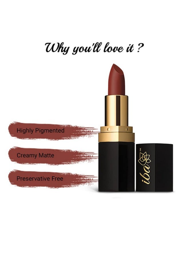 Iba Long Stay Matte Lipstick, M02 Mocha Shot, 4 G For Women | Long-Lasting, Hydrating, And Lightweight | Intense Color & Highly Pigmented Lip Color | Matte Finish | Enriched With Vitamin E | Makeup  - Image 3