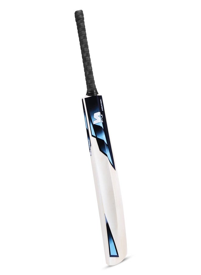 Starter Kashmir Willow Cricket Bat with Half Cane Handle- 10+ Years Kids- Size 5- Blue & White - Image 3