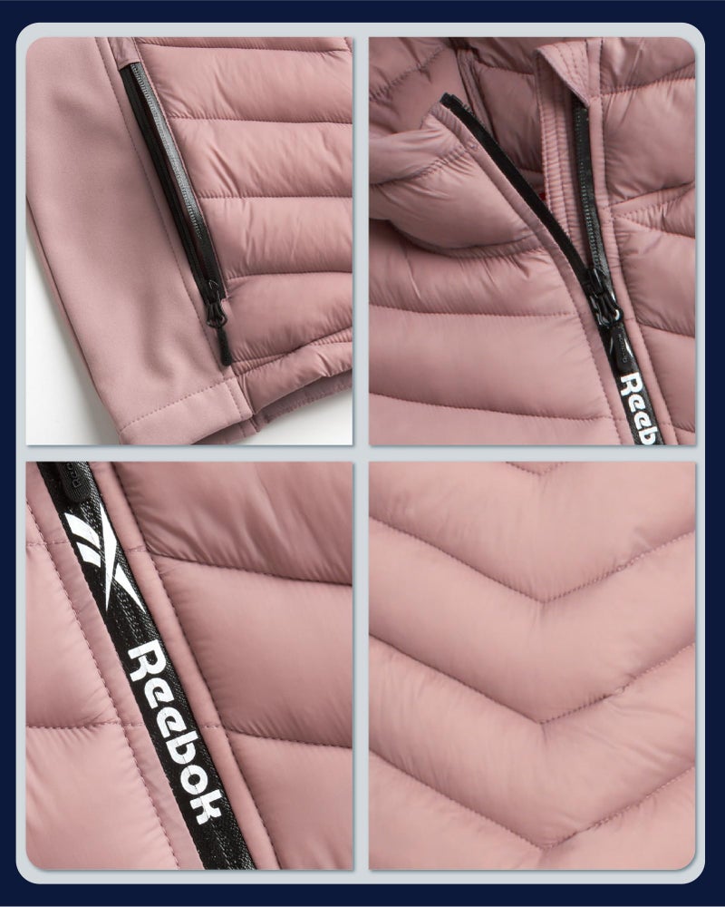 Reebok Girls Winter Jacket - Weather Resistant Hooded Quilted Puffer Parka Girls Jacket - Lightweight Warm Winter Coat, Size 7-8, Dusty Rose - Image 3