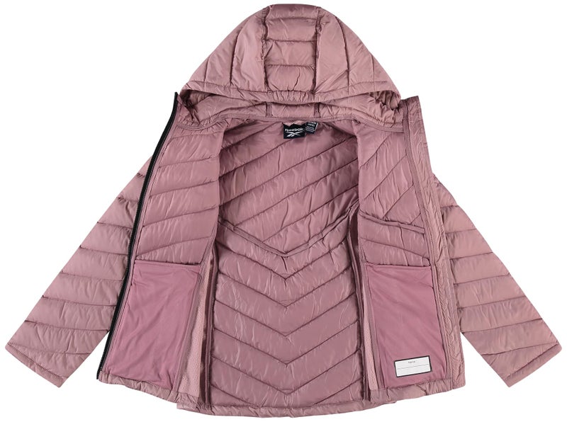 Reebok Girls Winter Jacket - Weather Resistant Hooded Quilted Puffer Parka Girls Jacket - Lightweight Warm Winter Coat, Size 7-8, Dusty Rose - Image 4