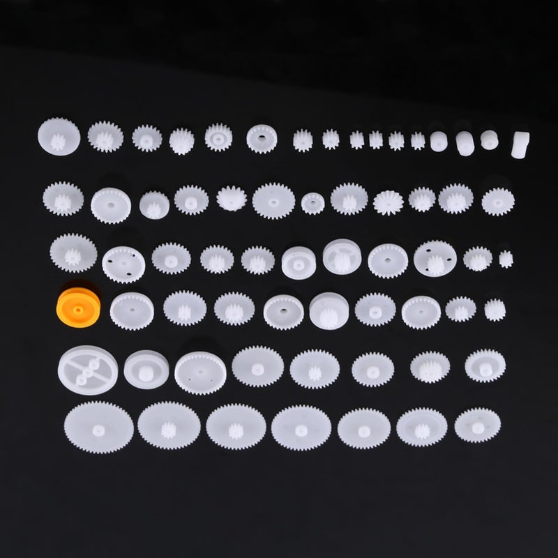 Walfront Plastic Motor Gears DIY Robot Gear Kit Pulley Belt Single and Double Crown Gears Set for DIY Car Robot (64 Kinds) - Image 4