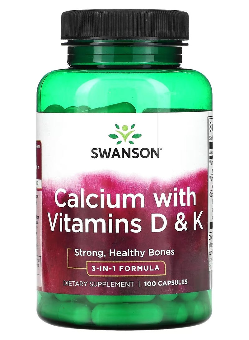 Swanson, Calcium with Vitamins D & K, 100 Capsules