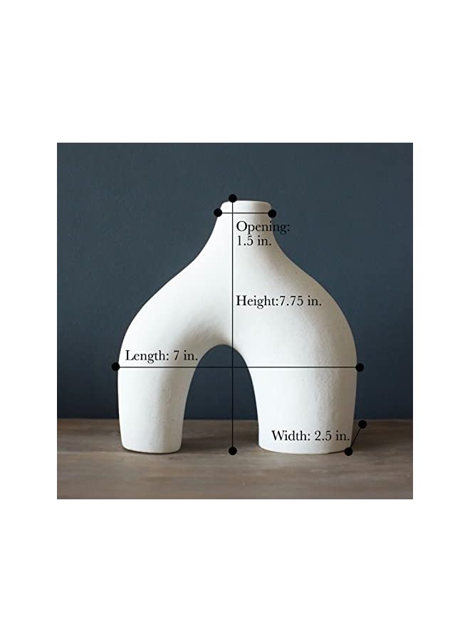 Green Tiger Donut Vase, Set of 2 - Minimalist Nordic, White Ceramic Hollow Donut Vase Decor | Table Centerpiece, Olive Plant, Wedding, Living Room, Bookshelf, Office, Modern Home, Entryway, Console - Image 2