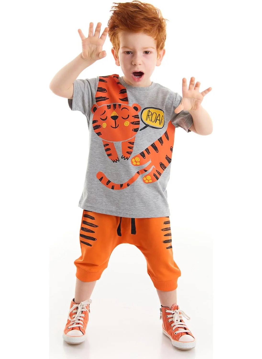 دينوكيدس Roar Tiger Boy T-shirt Capri Shorts Set