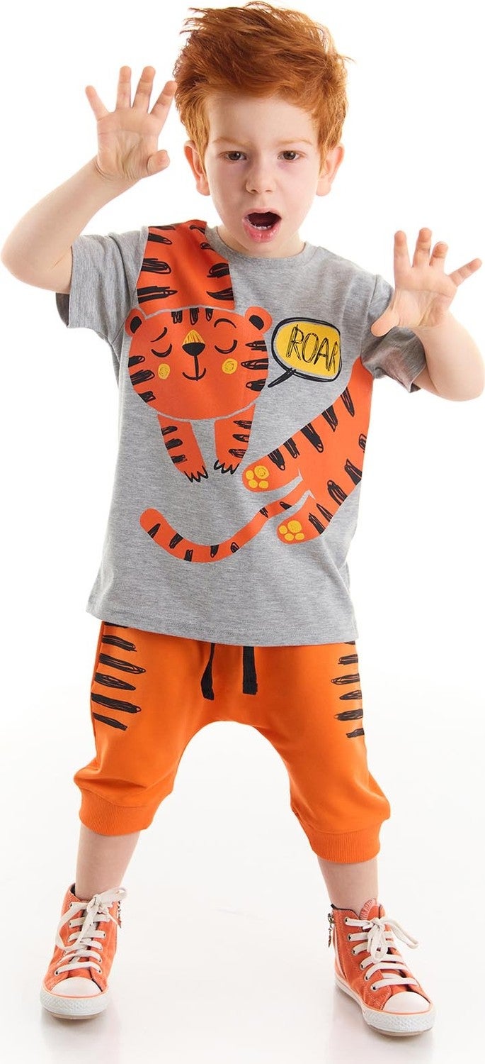 Denokids Roar Tiger Boy T-shirt Capri Shorts Set  - Image 1