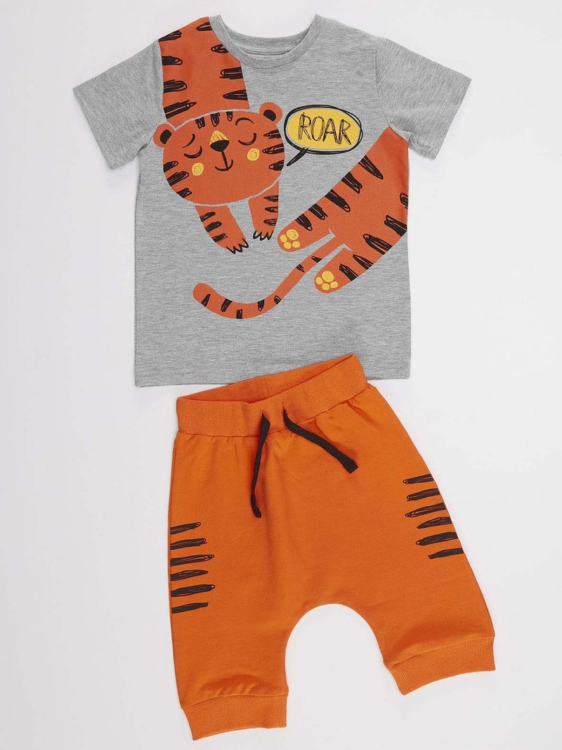 Denokids Roar Tiger Boy T-shirt Capri Shorts Set  - Image 2