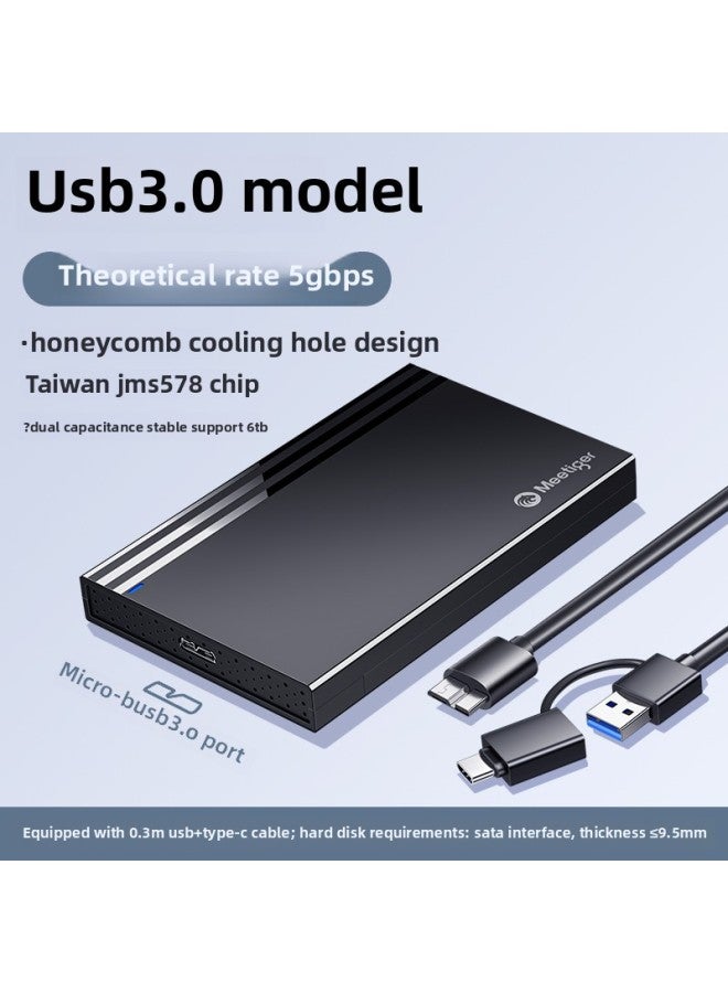 Mobile Hard Disk Box Typec External Usb3.02.5 Inch Sata Notebook Mechanical Solid State Ssd-Color:Ultimate Version 【2-in-1】 True 5gbps*five Professional Protection