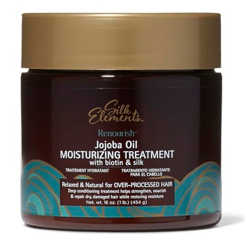 Silk Elements Renourish Jojoba Oil Moisturizing Treatment, Vitamin E, Hydrating, Strengthening - Image 1