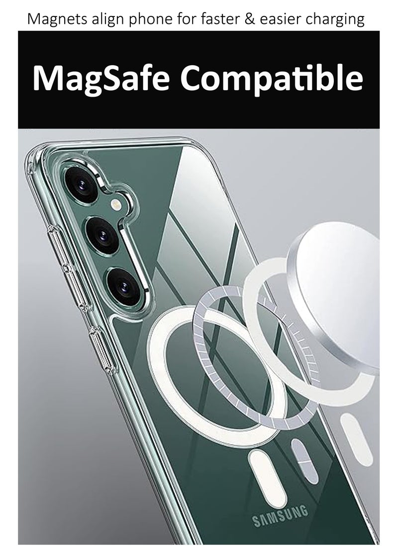 Generic For Samsung Galaxy S25 Crystal Clear Flexible Protective Silicone -MagSafe/Wireless Charging Back  Case  - Transparent-  - Image 2