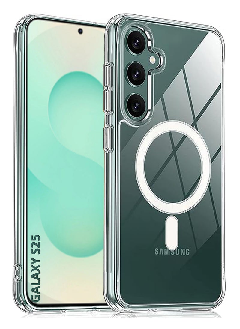 Generic For Samsung Galaxy S25 Crystal Clear Flexible Protective Silicone -MagSafe/Wireless Charging Back  Case  - Transparent-  - Image 1