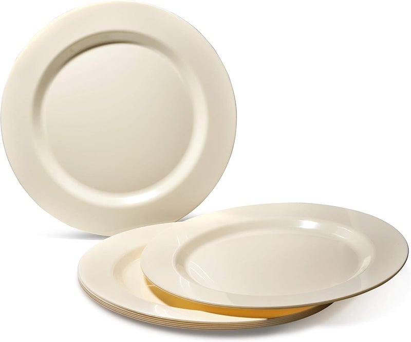 OCCASIONS FINEST PLASTIC TABLEWARE OCCASIONS 240 Piece Disposable Plastic Plates Heavy Duty for 120 Guests, Fancy Dinnerware Set for Wedding Party, China-Like Look, 10.5" Dinner & 7.5" Salad/Dessert, BPA Free, Plain Ivory Collection - Image 2