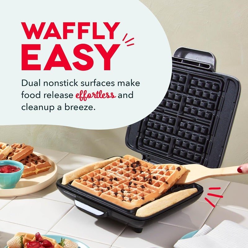 Dash No-Drip Waffle Maker - Four Waffle Molds, Nonstick Waffle Iron with Quick Heat-Up, Nonstick Surface - Perfect Waffle Maker for Kids and Families, Just Add Batter - Image 4