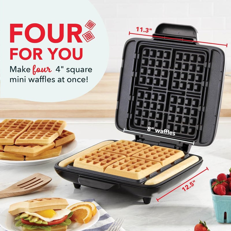 Dash No-Drip Waffle Maker - Four Waffle Molds, Nonstick Waffle Iron with Quick Heat-Up, Nonstick Surface - Perfect Waffle Maker for Kids and Families, Just Add Batter - Image 2