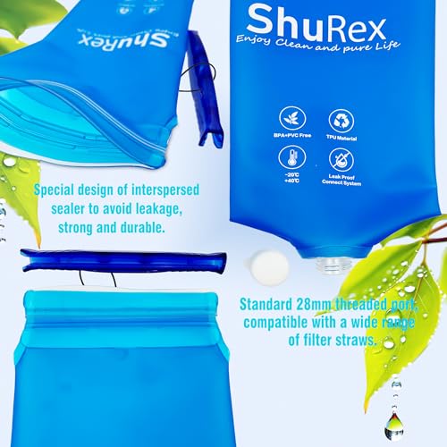 Shurex 3L Gravity-Fed Water Bag for Sawyer Water Filtration System Survival Water Filter Straw, Compatible with LifeStraw and Other Water Filter Straw, Foldable, BPA-Free (3L) - Image 5