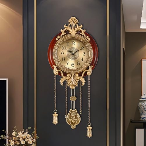Aero Snail Brown Vintage Pendulum Wall Clock, Solid Wood Hanging Clock, Silent Non Ticking Quartz Movement, Analog Watch for Home Office Kitchen Classroom, W205BX14 - Image 3