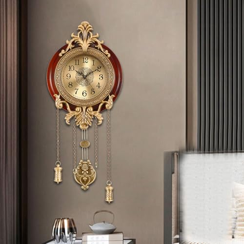 Aero Snail Brown Vintage Pendulum Wall Clock, Solid Wood Hanging Clock, Silent Non Ticking Quartz Movement, Analog Watch for Home Office Kitchen Classroom, W205BX14 - Image 2