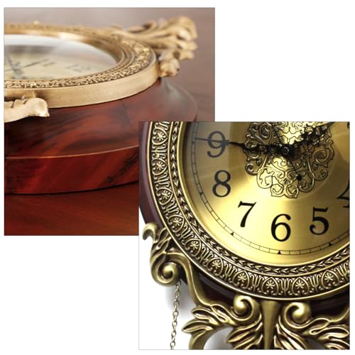 Aero Snail Brown Vintage Pendulum Wall Clock, Solid Wood Hanging Clock, Silent Non Ticking Quartz Movement, Analog Watch for Home Office Kitchen Classroom, W205BX14 - Image 5