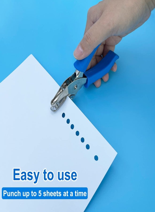 MECHEER Paper Hole Puncher for Crafts, One Hole Punch with Blue Soft Grip Handle, Small Hole Punch for Kids and Adults, Handheld Circle Punch for Paper Crafts in Home, Office, Classroom 2 Pack - Image 4