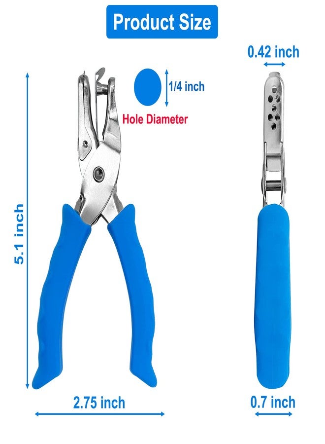 MECHEER Paper Hole Puncher for Crafts, One Hole Punch with Blue Soft Grip Handle, Small Hole Punch for Kids and Adults, Handheld Circle Punch for Paper Crafts in Home, Office, Classroom 2 Pack - Image 2