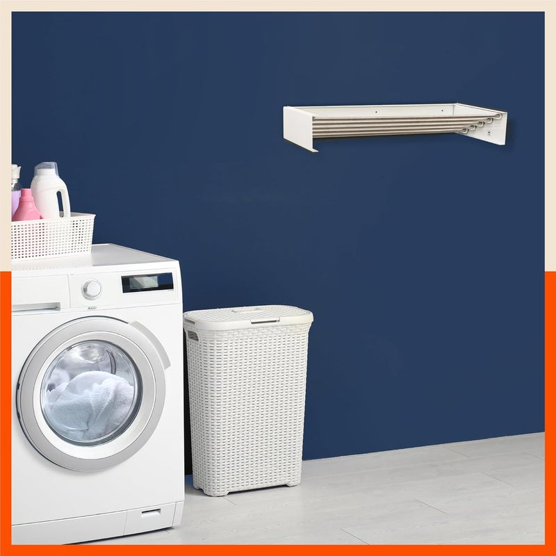 Bathla Mobidry Eze Wall Mounted Clothes Drying Rack 5 Steel Rods 35 m Length White 2 Year Warranty - Image 2