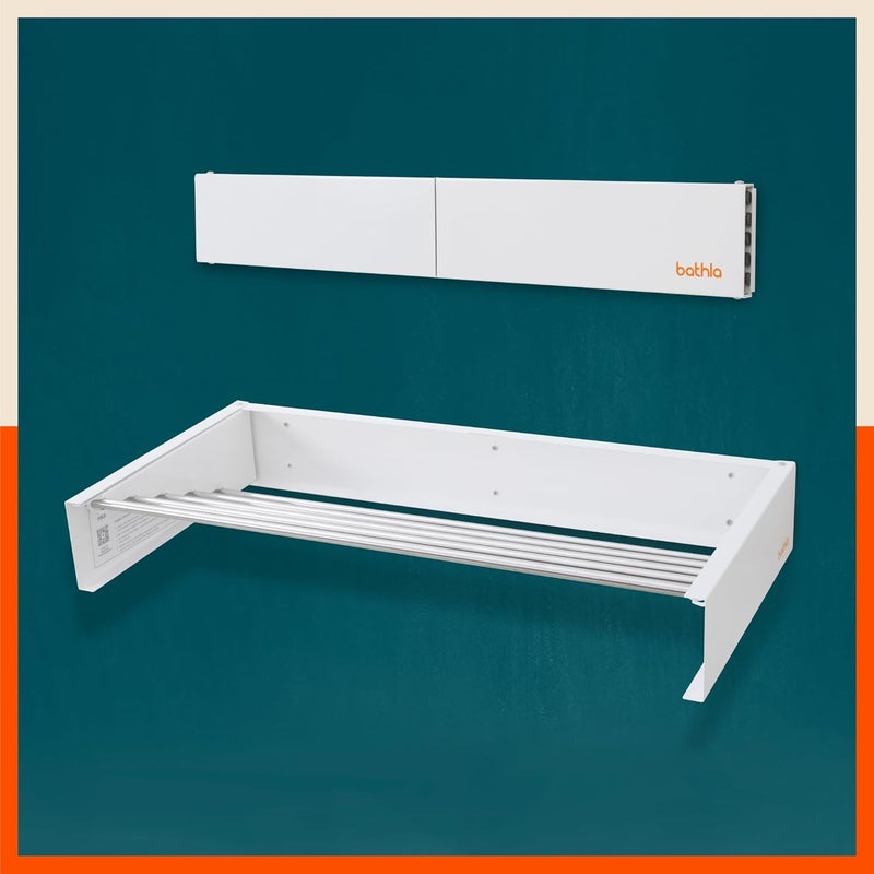 Bathla Mobidry Eze Wall Mounted Clothes Drying Rack 5 Steel Rods 35 m Length White 2 Year Warranty - Image 1