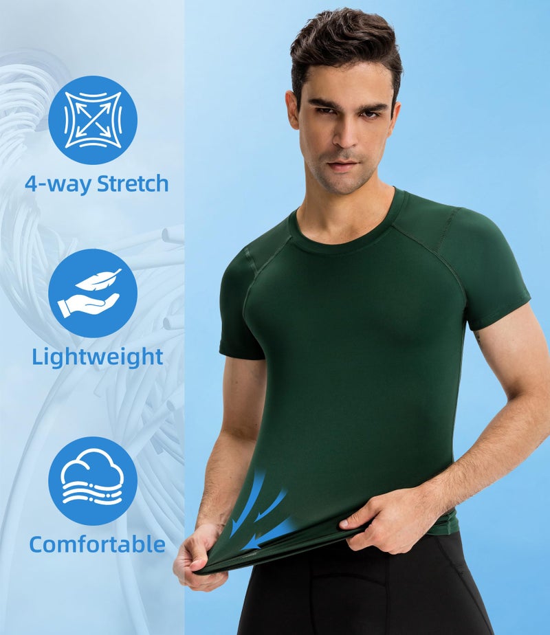 SPVISE Dark Green Short Sleeve Compression Shirt Men Dry Fit Athletic Workout Sports Undershirt Baselayer Tops for Basketball - Image 4
