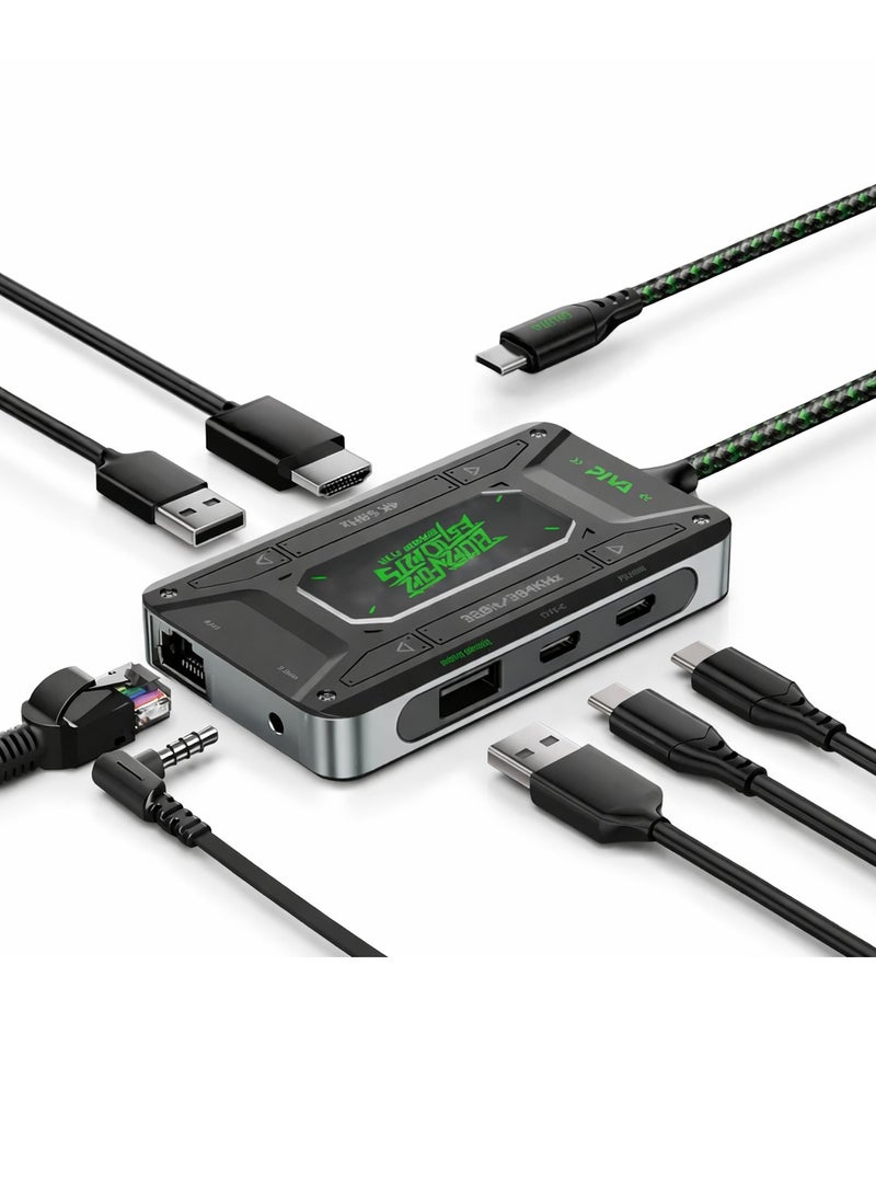 PIVA DS7 7-in-1 USB-C Docking Station and Gaming Hub, Multi USB Port Type-C Adapter with Ethernet Adapter – 4K@60Hz HDR Video Output, 100W PD Fast Charging, 32Bit/384KHz Hi-Fi Audio, Gigabit Ethernet, USB 3.1 High-Speed Data Transfer for Streaming & Recording – Compatible with RedMagic, iPhone, iPad, Android & Laptops - Image 1