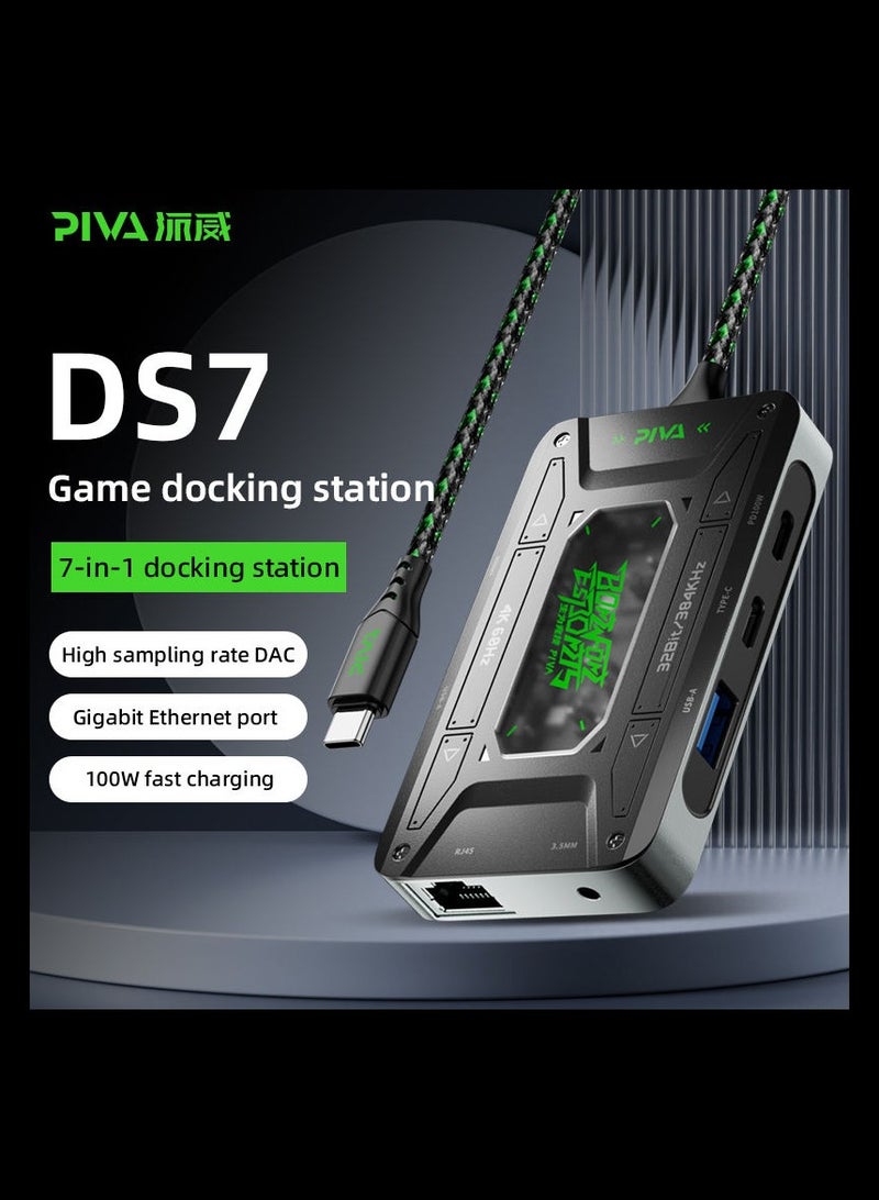 PIVA DS7 7-in-1 USB-C Docking Station and Gaming Hub, Multi USB Port Type-C Adapter with Ethernet Adapter – 4K@60Hz HDR Video Output, 100W PD Fast Charging, 32Bit/384KHz Hi-Fi Audio, Gigabit Ethernet, USB 3.1 High-Speed Data Transfer for Streaming & Recording – Compatible with RedMagic, iPhone, iPad, Android & Laptops - Image 2
