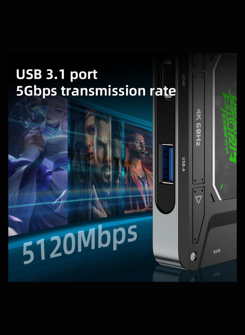 PIVA DS7 7-in-1 USB-C Docking Station and Gaming Hub, Multi USB Port Type-C Adapter with Ethernet Adapter – 4K@60Hz HDR Video Output, 100W PD Fast Charging, 32Bit/384KHz Hi-Fi Audio, Gigabit Ethernet, USB 3.1 High-Speed Data Transfer for Streaming & Recording – Compatible with RedMagic, iPhone, iPad, Android & Laptops - Image 5