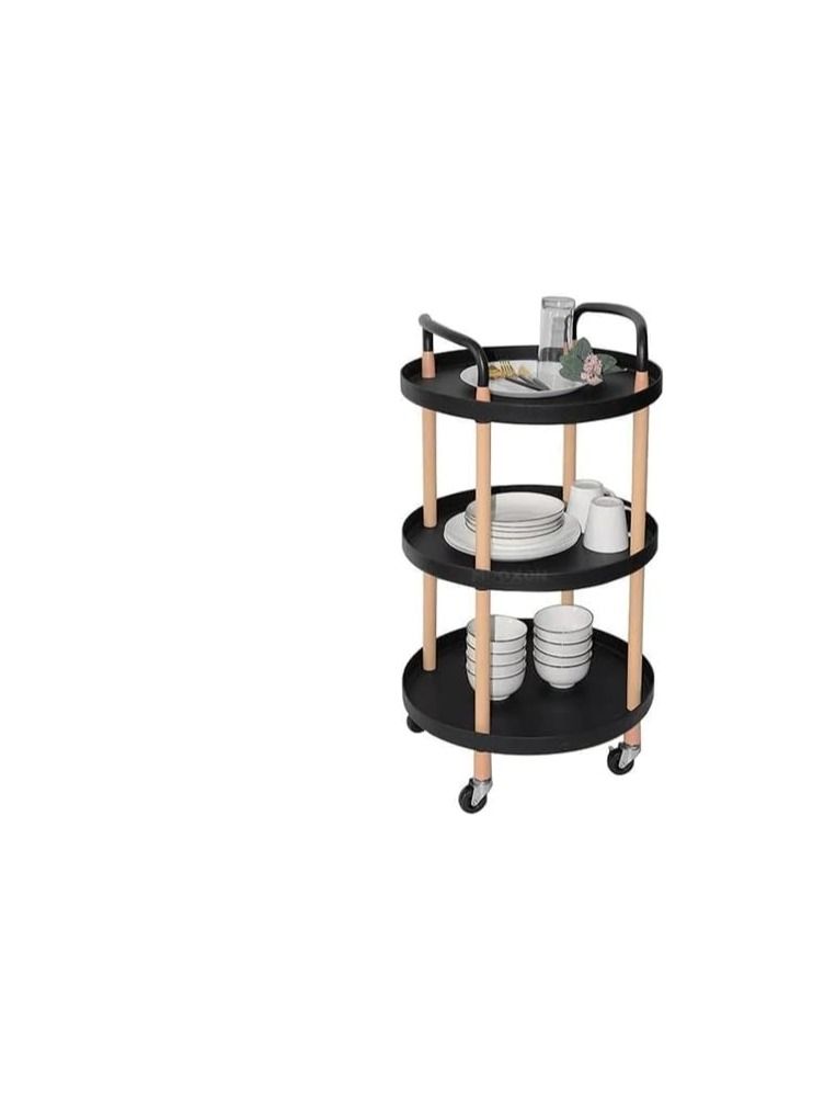 BLOOMING TIME 3 Tier kitchen Shelf Storage Rolling Indoor Home Service Trolley - Image 1