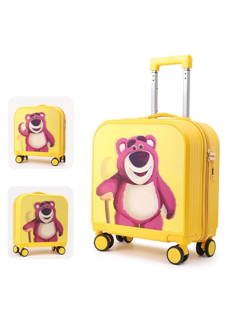 Golden Kids Luggage, 20 Inch Kids Lightweight 3D Trolley Bag, Suitcase with Cartoon Pattern, Travel Gift for Boys and Girls (Yellow) - Image 1