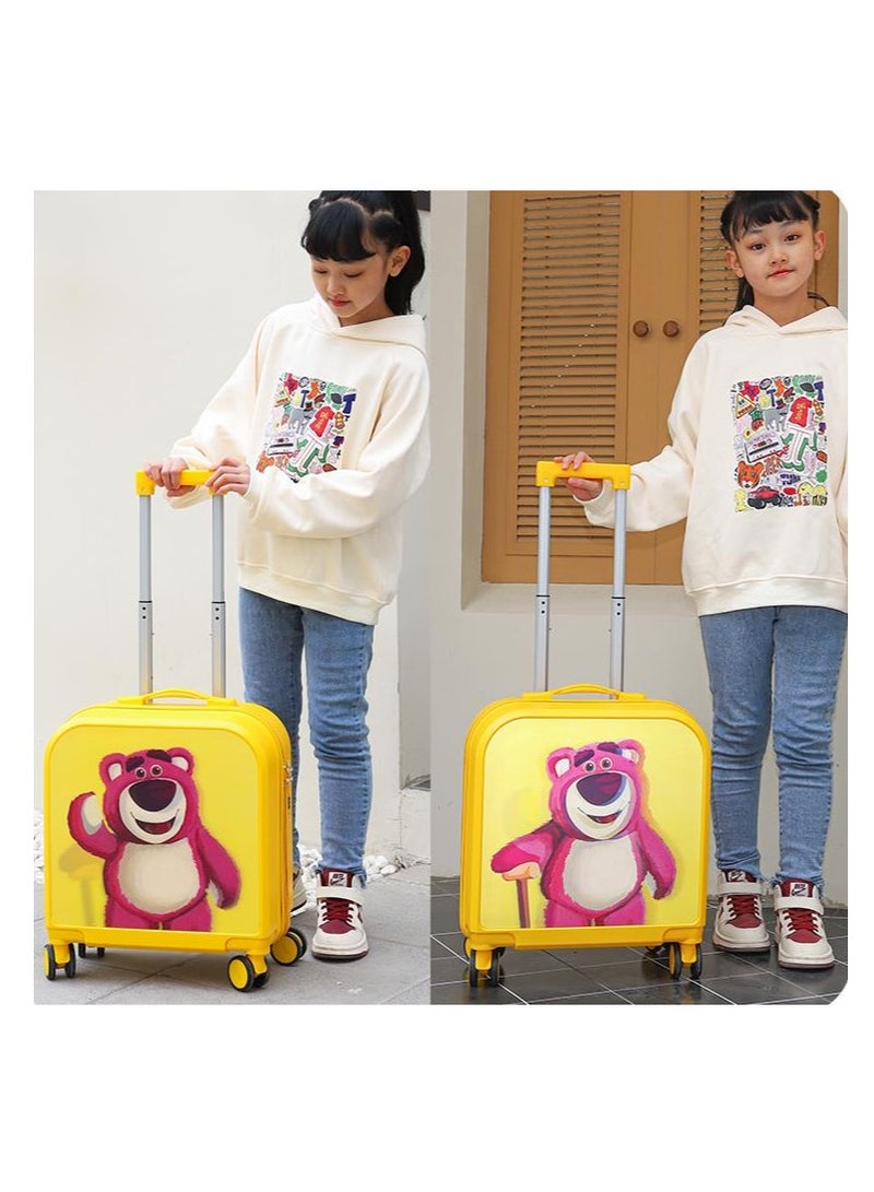 Golden Kids Luggage, 20 Inch Kids Lightweight 3D Trolley Bag, Suitcase with Cartoon Pattern, Travel Gift for Boys and Girls (Yellow) - Image 3
