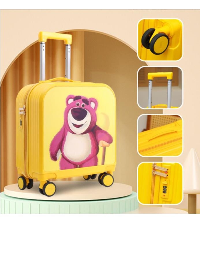 Golden Kids Luggage, 20 Inch Kids Lightweight 3D Trolley Bag, Suitcase with Cartoon Pattern, Travel Gift for Boys and Girls (Yellow) - Image 4