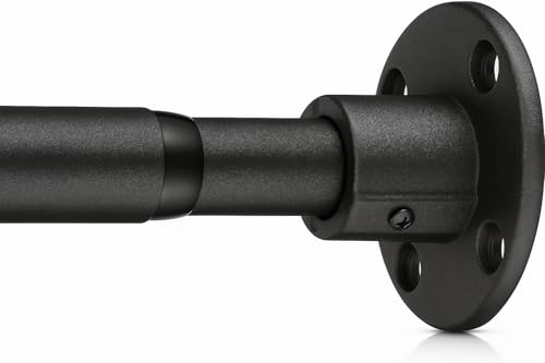 LAKEROD Heavy Duty Shower Rod Industrial Shower Curtain Rod Wall Mounted for BathroomCloset Clothes HangingOutdoor Patio 28 to 48Adjustable Shower Pole Black - Image 1