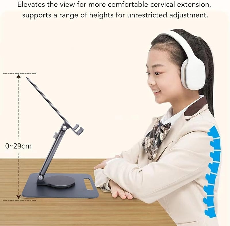Grey Aluminum Alloy Tablet Stand Foldable Adjustable Holder For Phone Tablet - Image 2