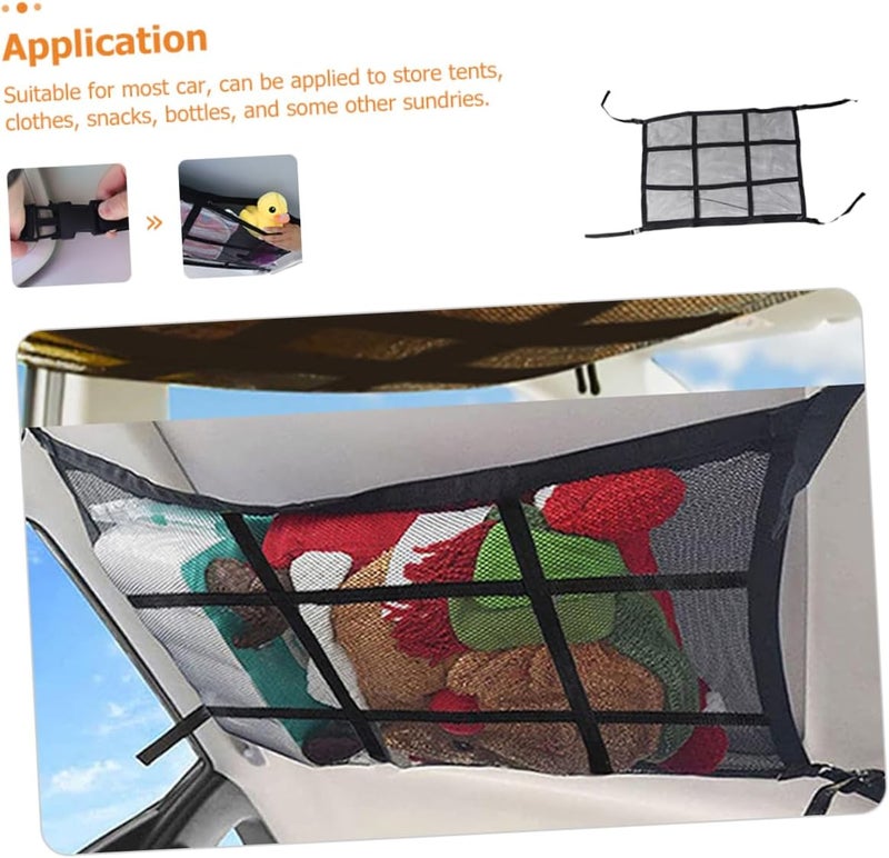 Updated modern design OUNONA Car Roof Storage Net Car Ceiling Storage Net Pocket Polyester Mesh Easy Access Lightweight - Image 5