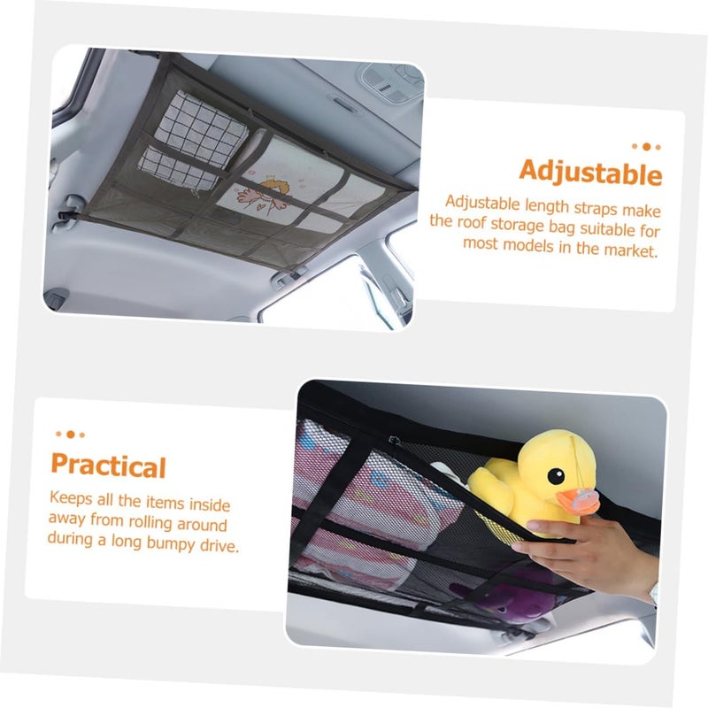 Updated modern design OUNONA Car Roof Storage Net Car Ceiling Storage Net Pocket Polyester Mesh Easy Access Lightweight - Image 4