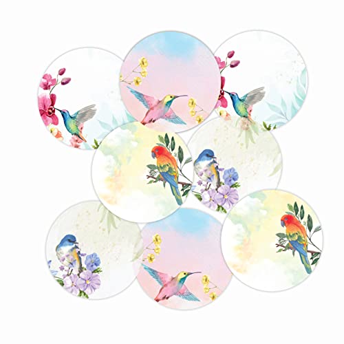 weRevel Birds Theme Note Stickers, 40 Pieces, 2 inches, Round, 4 Unique Designs - Image 1