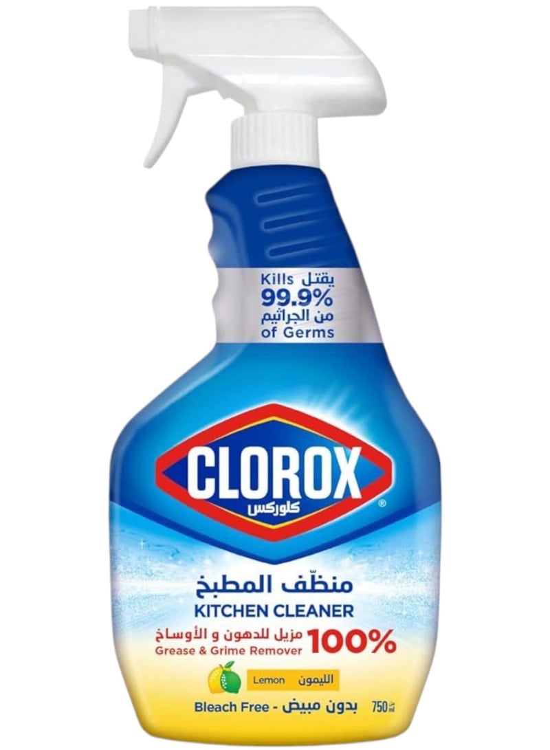 Clorox Kitchen Cleaner Spray, Bleach Free, 100% Grease & Grime Remover, Lemon 750ml - Image 1