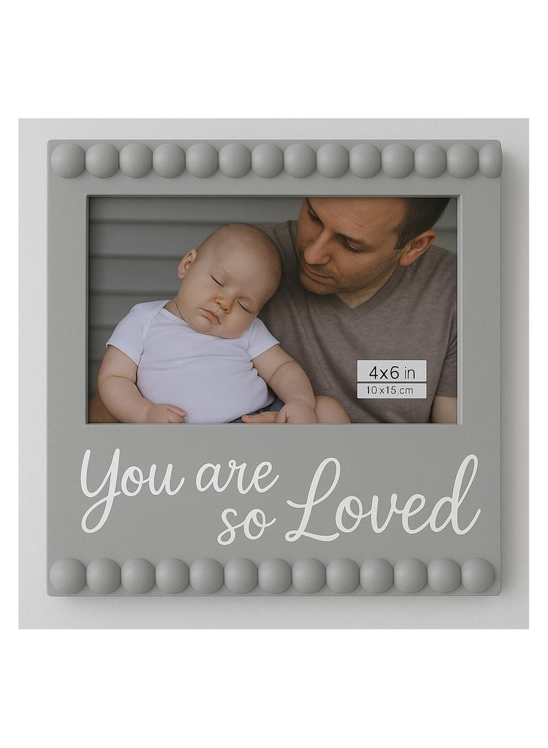 DecorHills You are my Love Picture Frame - Rustic Wooden Wedding Frame - Anniversary & Engagement Gift - Handmade Rope Hanger - Open Back Design for Easy Photo Swap - Gray 1 PCS - Image 1