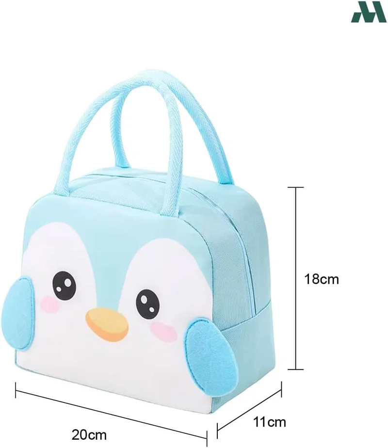 Mobcos Mobcos Penguin Sky Blue Large Capacity Insulated Lunch Bag | Waterproof & Stain-Resistant Meal Tote with Advanced Temperature Retention | Durable Polyester Lunch Bag for Office & School