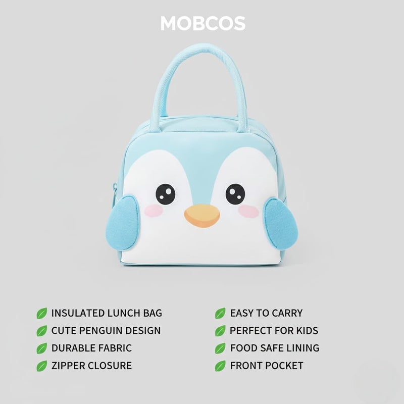 Mobcos Penguin Sky Blue Large Capacity Insulated Lunch Bag | Waterproof & Stain-Resistant Meal Tote with Advanced Temperature Retention | Durable Polyester Lunch Bag for Office & School - Image 3