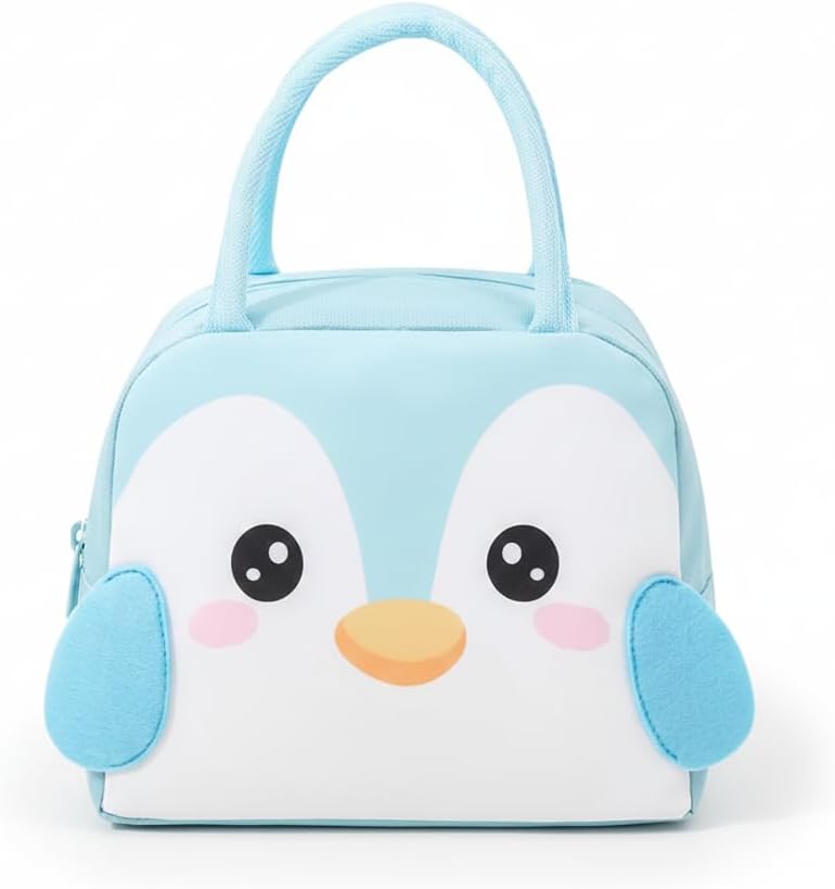 Mobcos Penguin Sky Blue Large Capacity Insulated Lunch Bag | Waterproof & Stain-Resistant Meal Tote with Advanced Temperature Retention | Durable Polyester Lunch Bag for Office & School - Image 1