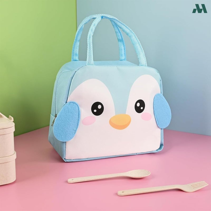 Mobcos Penguin Sky Blue Large Capacity Insulated Lunch Bag | Waterproof & Stain-Resistant Meal Tote with Advanced Temperature Retention | Durable Polyester Lunch Bag for Office & School - Image 4