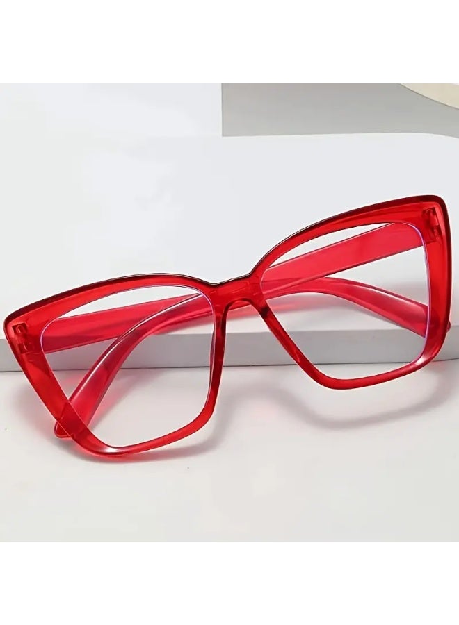 SCENT HOUSE 1PC Stylish Oversized Cat Eye Women's Glasses Classic Versatile Design Perfect for Fashion Gifting Includes Eyeglass Case Blue Light Blocking Glasses - Image 3