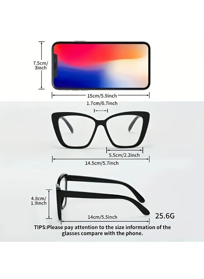 SCENT HOUSE 1PC Stylish Oversized Cat Eye Women's Glasses Classic Versatile Design Perfect for Fashion Gifting Includes Eyeglass Case Blue Light Blocking Glasses - Image 4