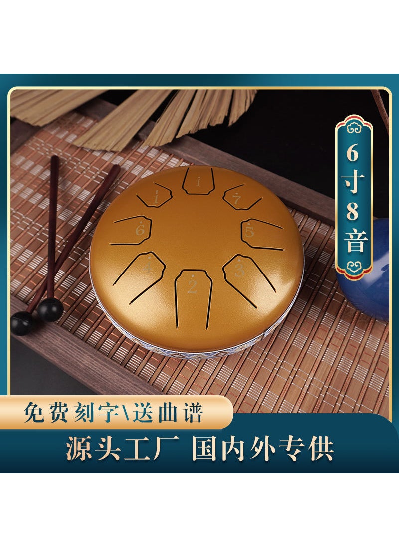 Generic Ethereal Drum 6-Inch 8-Tone Lotus Percussion Red Gold 